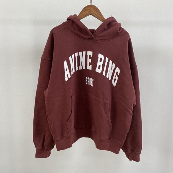 Anine Bing Burgundy Hoodie Sweatshirt Women’s S - Picture 1 of 12